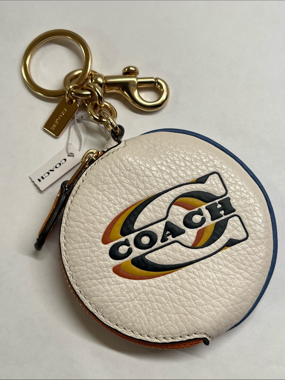 Coach Round Coin Pouch Key Fob Bag Charm NWT